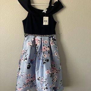 Girl’s size 16 Speechless Hi-Low dress with rhinestone detail. Navy. NWT